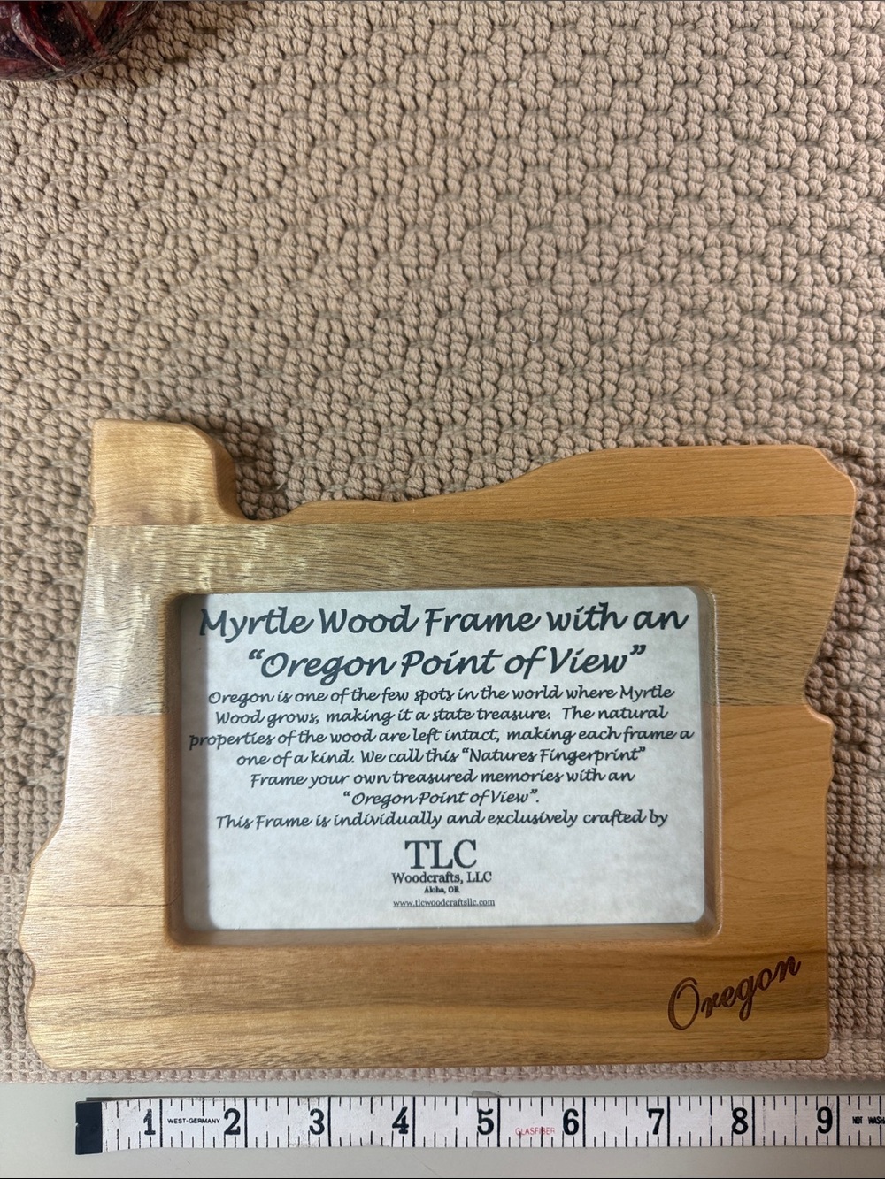 TLC Woodcrafts Oregon Myrtlewood State-Shaped 4x6 Photo Frame